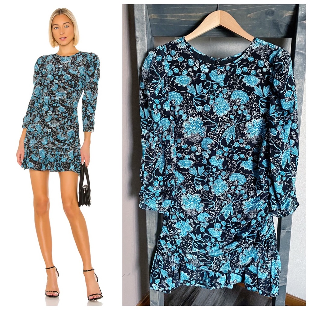 NEW Tanya Taylor 100% SILK Raven Dress Blue Paisley Floral